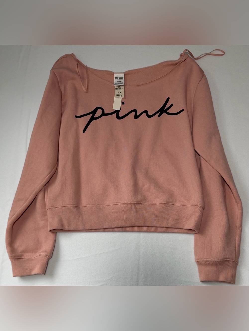 PINK Victoria's Secret Dusty Rose Off-Shoulder Logo Sweatshirt
